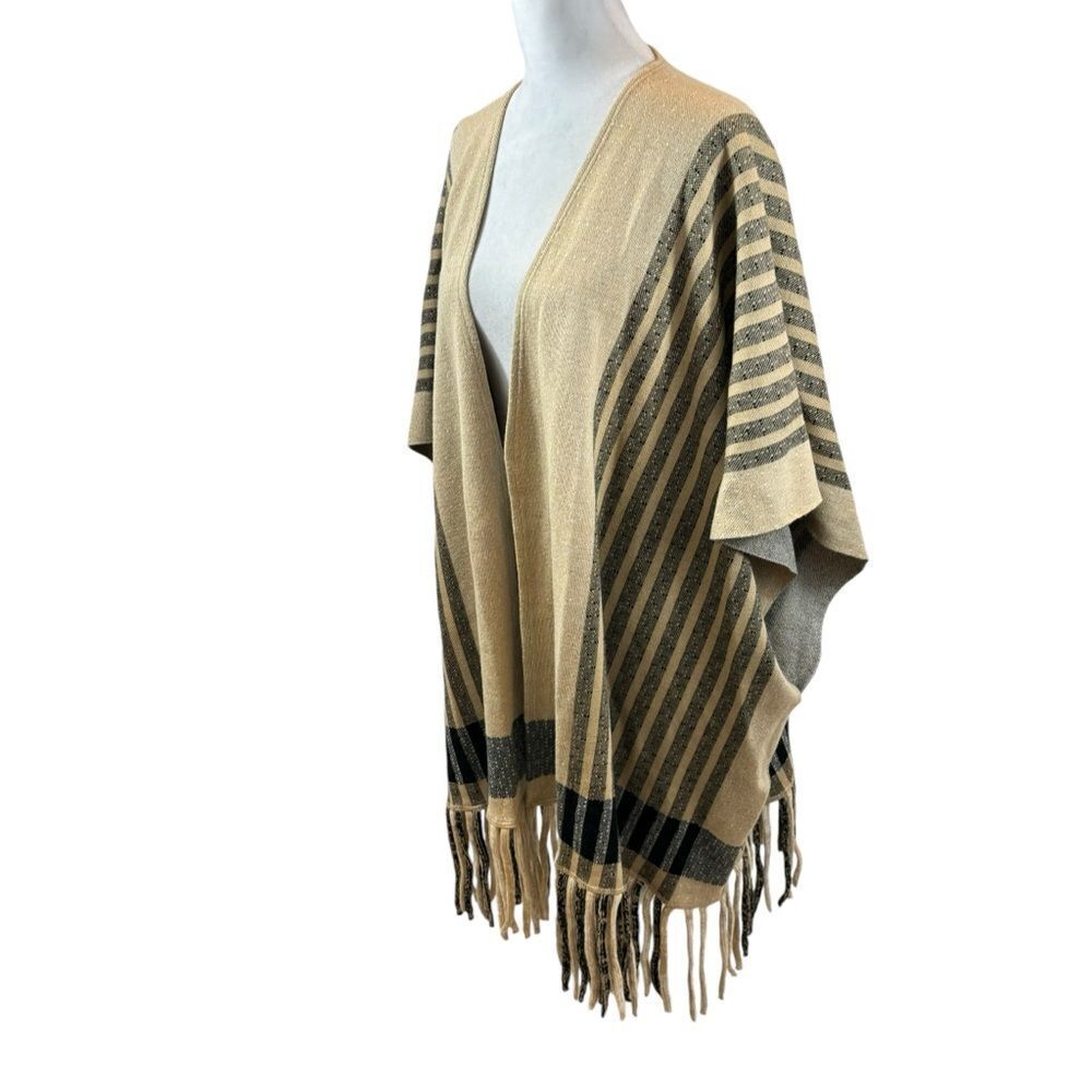Ladies Angel Apparel Fringe Poncho Wrap,‎ Ruana Style Size Small